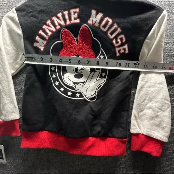 Disney Minnie Mouse Size 4 Kids Black, White, and Red Zip-Up Hoodie Jacket - Picture 6 of 11